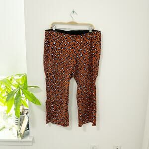 Maeve by Anthropologie Orange Animal Print Ponte Knit Flare Pants Size 1X